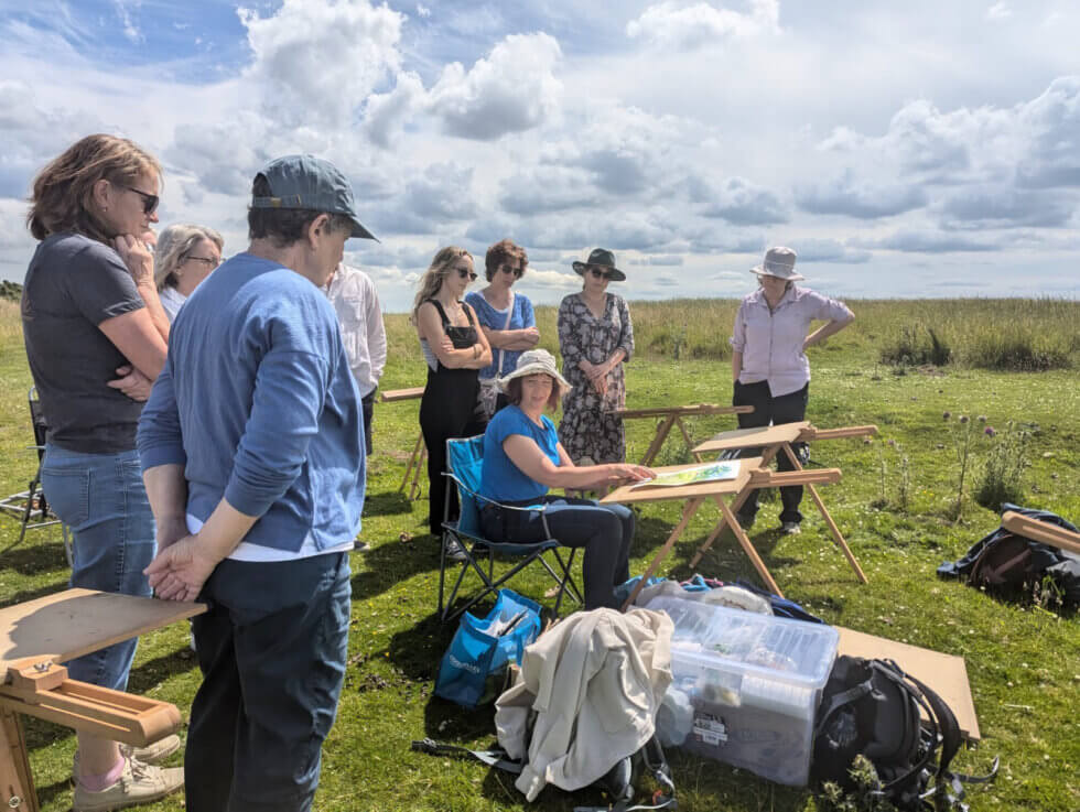 People painting outside