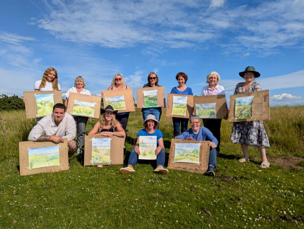 People painting outdoors